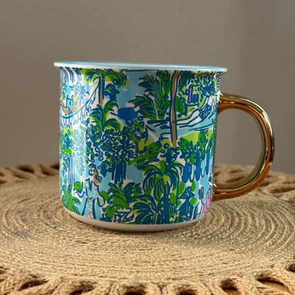 NIB Lilly Pulitzer Ceramic Mug Green 'Let's Flamingle' - Picture 1 of 11